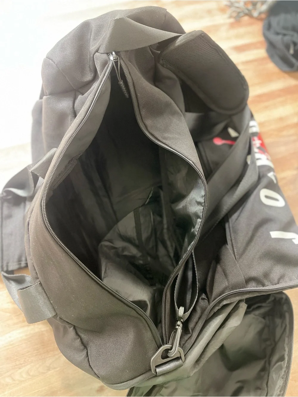 Jordan Black Duffle with Red Jumpman and White Lettering